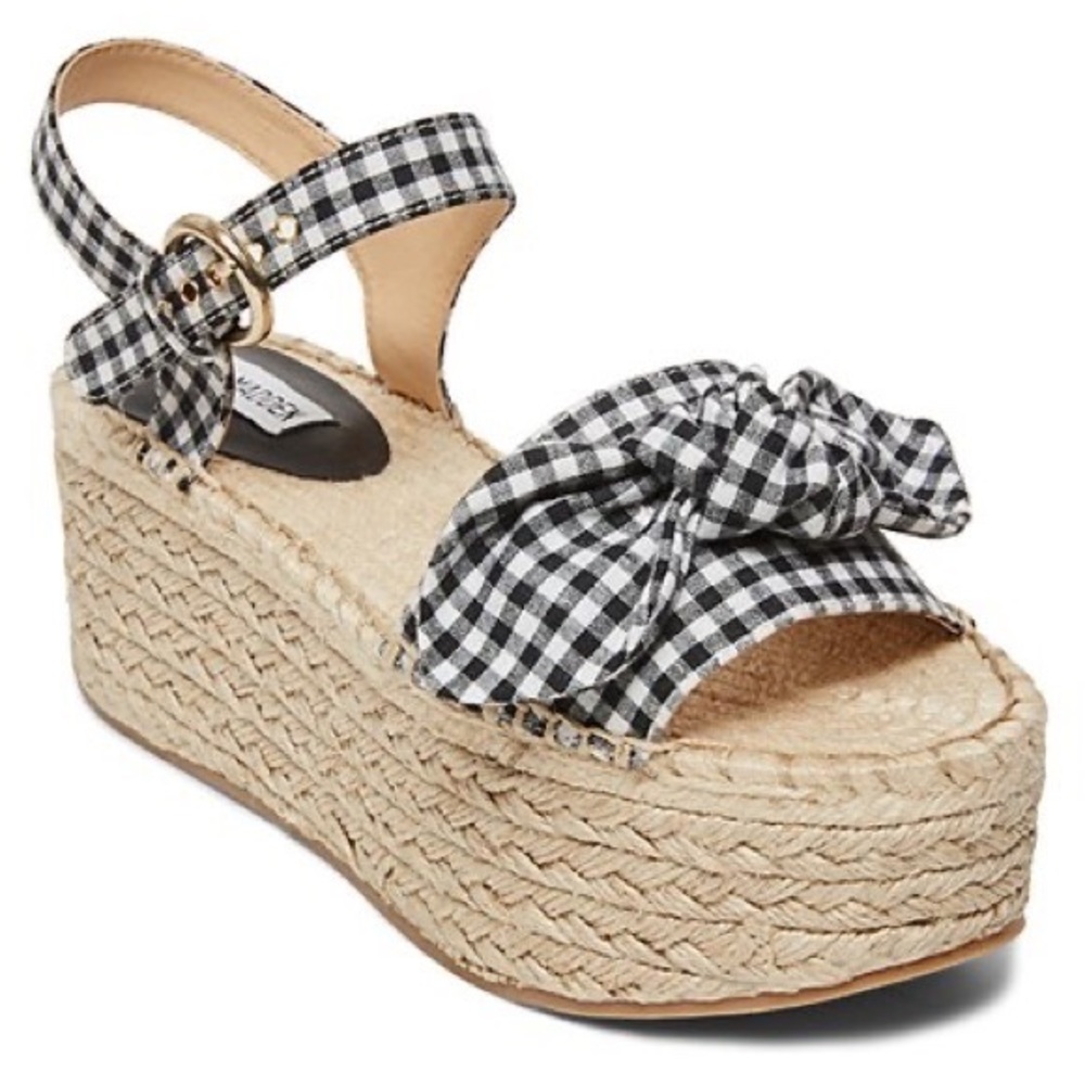 LAST CALL Steve Madden Gingham Espadrille Platform Sandals size 7.5